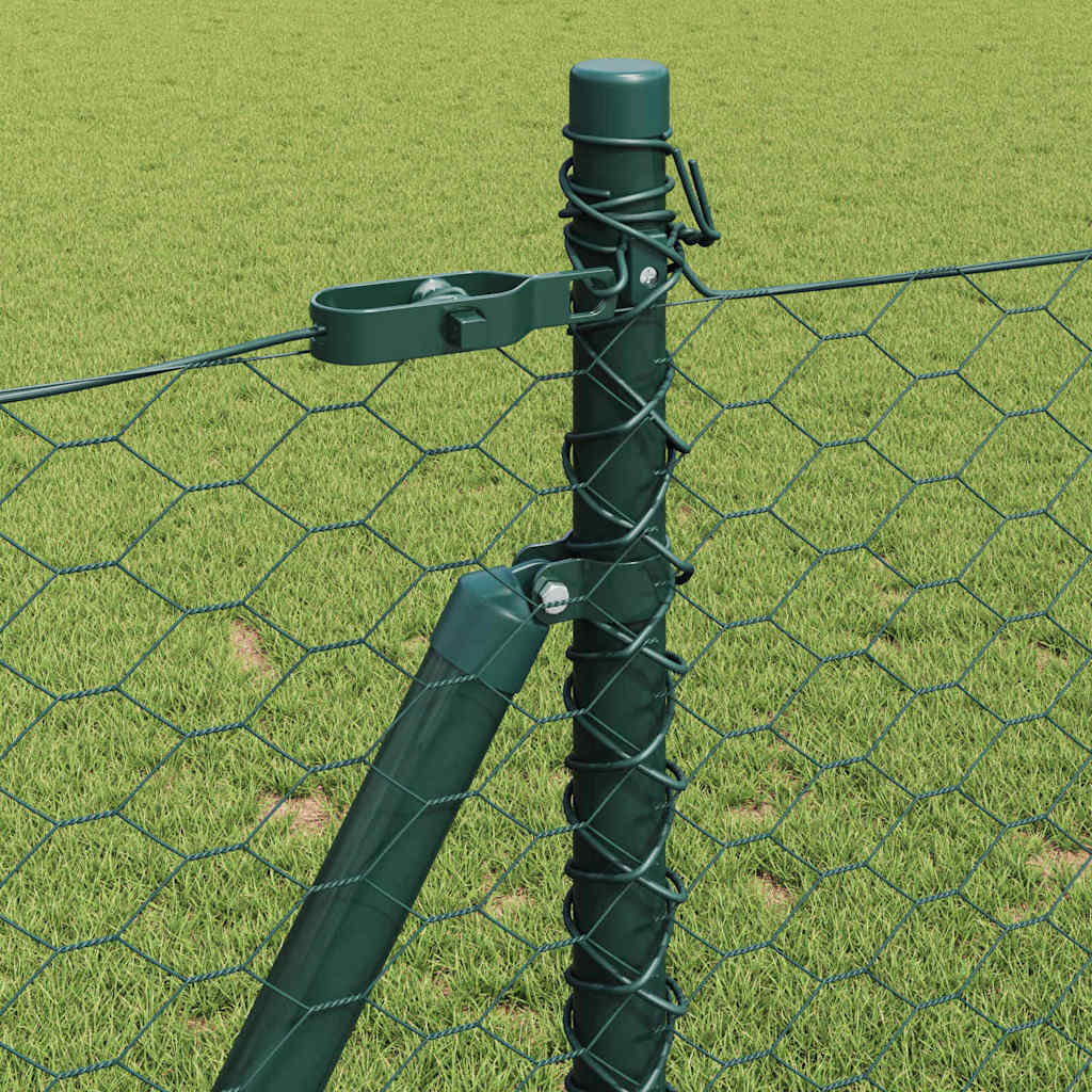 Fence with Posts Green 1 x 100 m PVC-coated steel