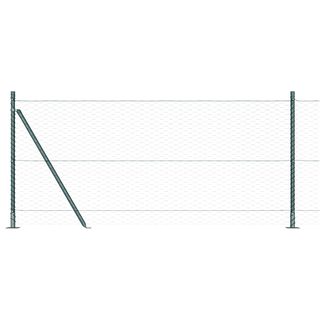 Fence with Posts Green 1 x 100 m PVC-coated steel