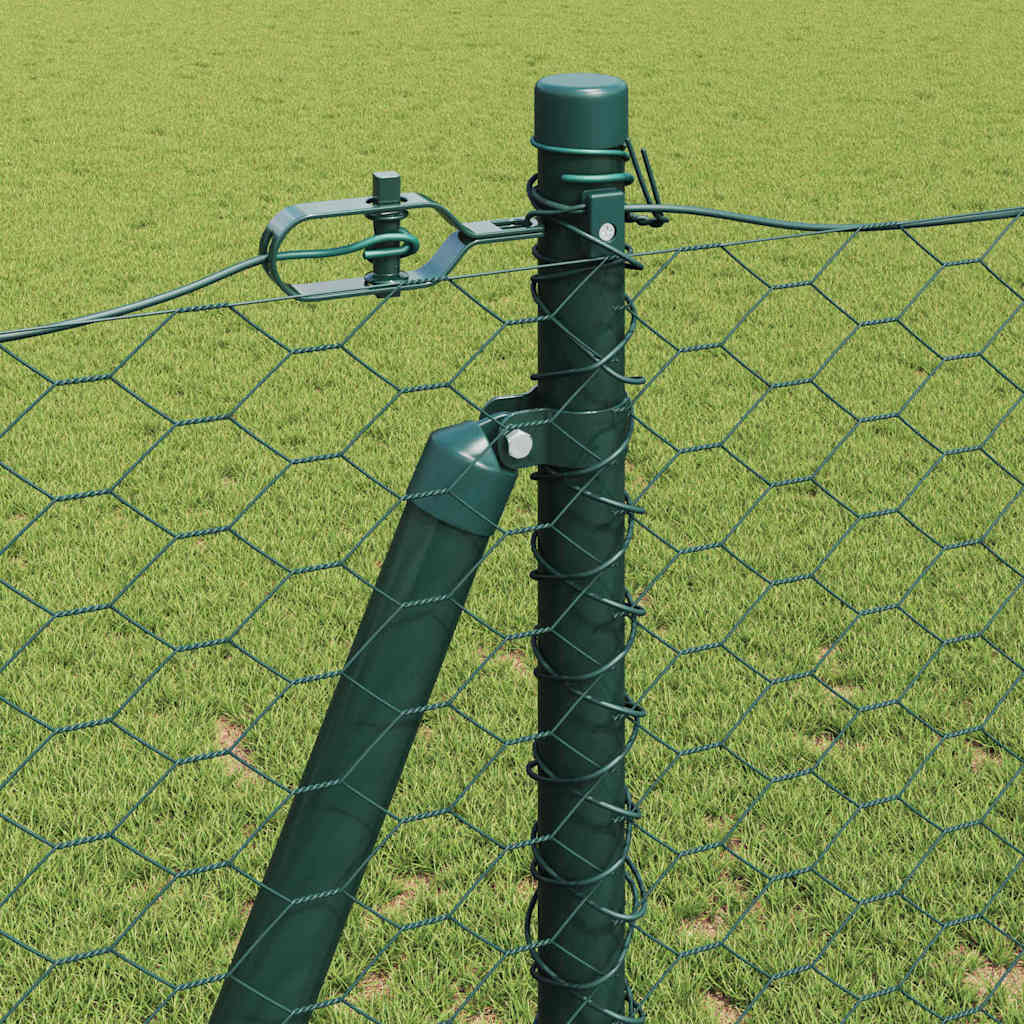 Fence with Posts Green 1.2 x 100 m PVC-coated steel