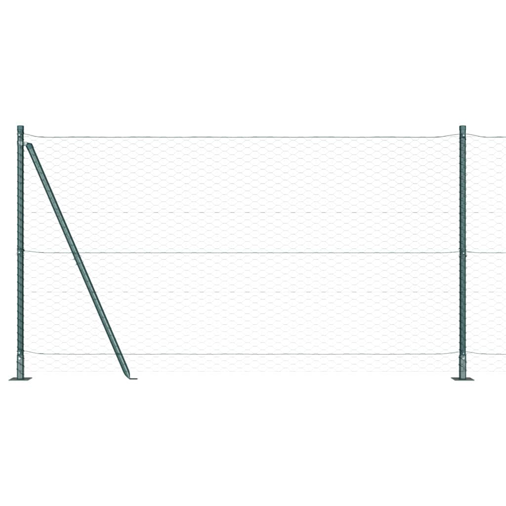 Fence with Posts Green 1.2 x 100 m PVC-coated steel