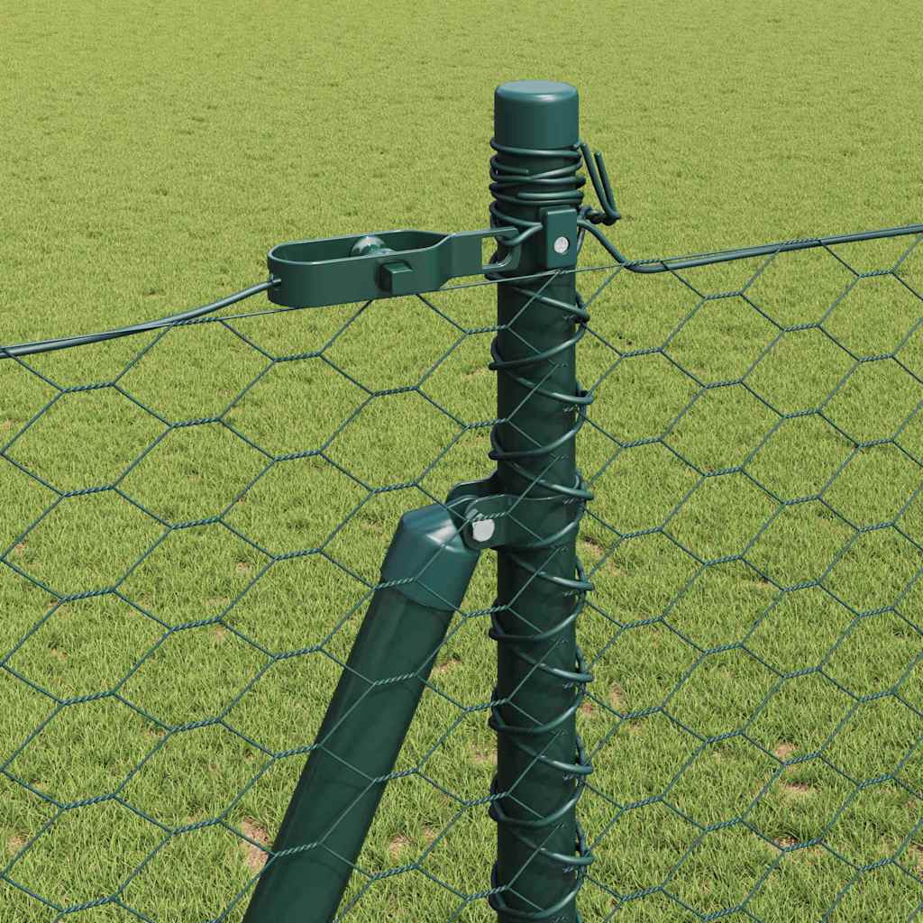 Fence with Posts Green 1.5 x 100 m PVC-coated steel