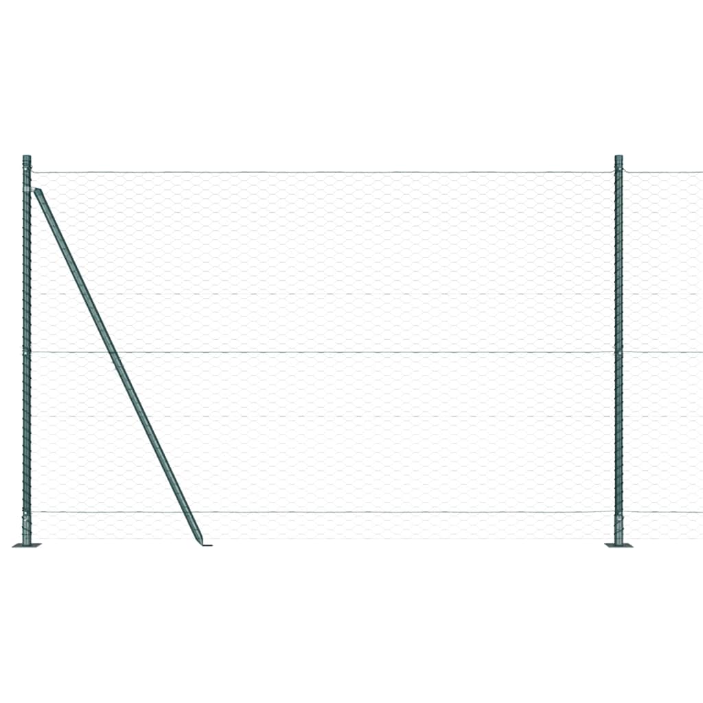 Fence with Posts Green 1.5 x 100 m PVC-coated steel