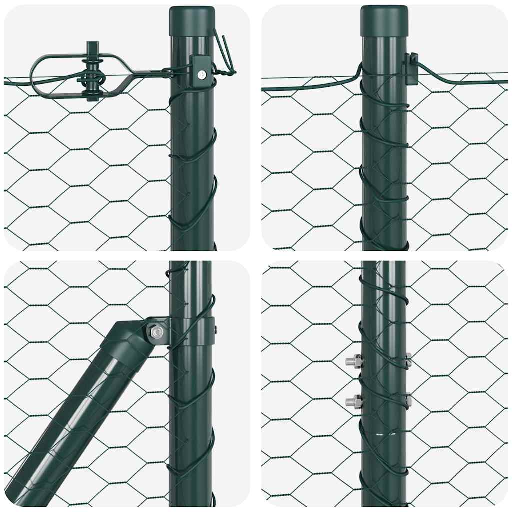 Fence with Posts Green 1.6 x 100 m PVC-coated steel