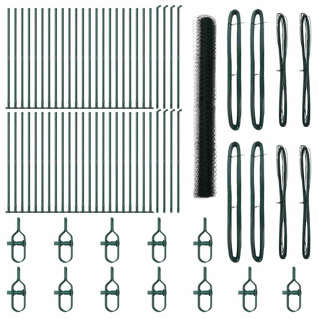 Fence with Posts Green 1.6 x 100 m PVC-coated steel