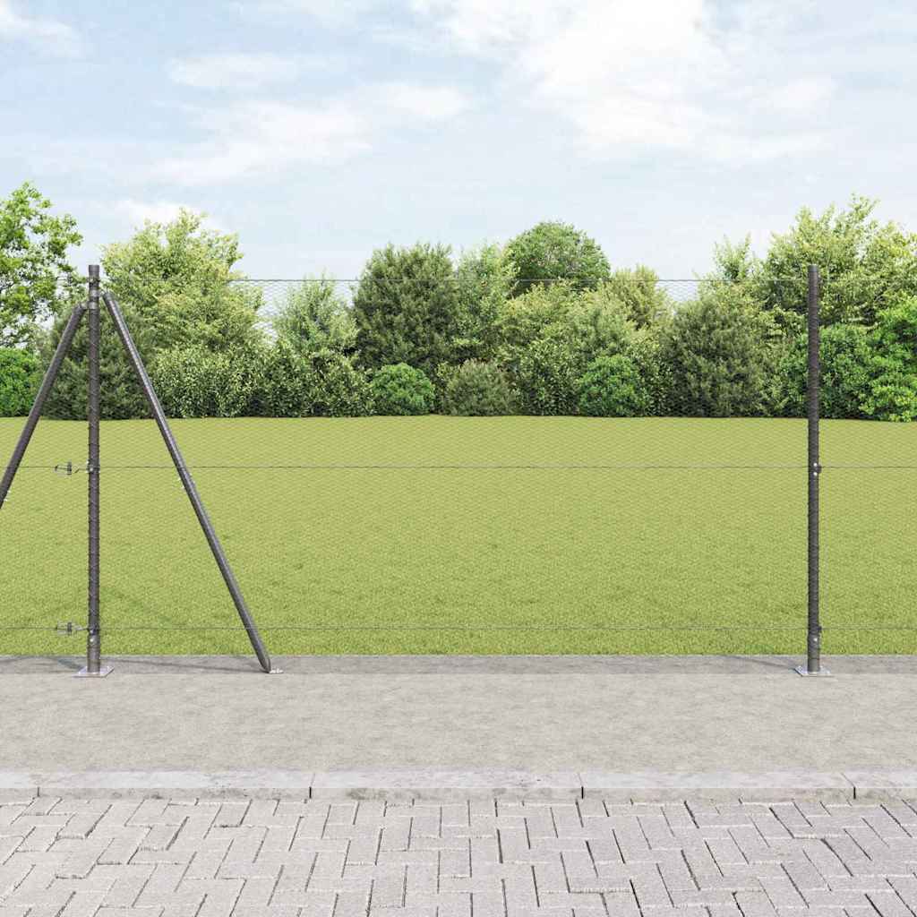 Fence with Posts Grey 1.2 x 10 m PVC-coated steel