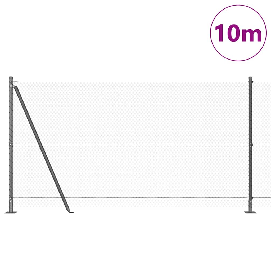 Fence with Posts Grey 1.2 x 10 m PVC-coated steel