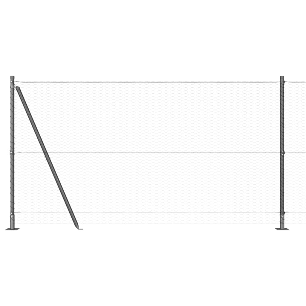 Fence with Posts Grey 1.2 x 10 m PVC-coated steel