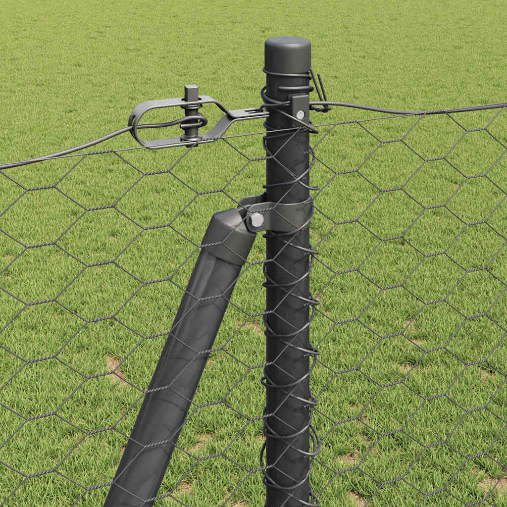 Fence with Posts Grey 1.2 x 10 m PVC-coated steel