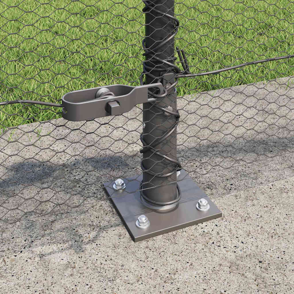 Fence with Posts Grey 0.5 x 25 m PVC-coated steel