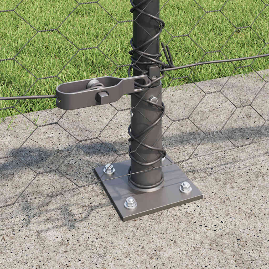 Fence with Posts Grey 0.5 x 25 m PVC-coated steel