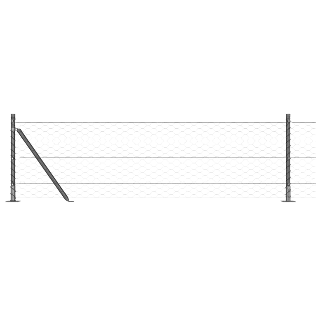 Fence with Posts Grey 0.5 x 25 m PVC-coated steel