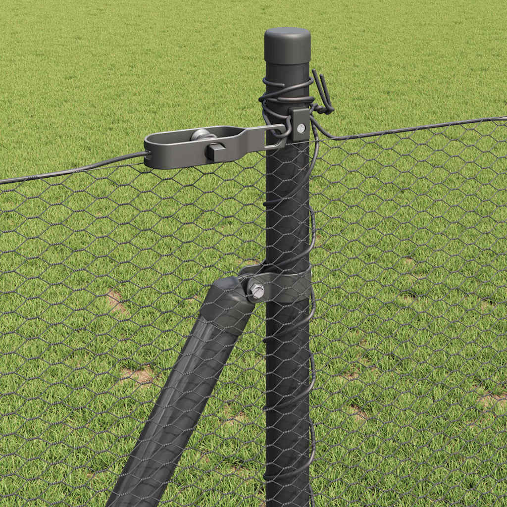Fence with Posts Grey 0.8 x 25 m PVC-coated steel