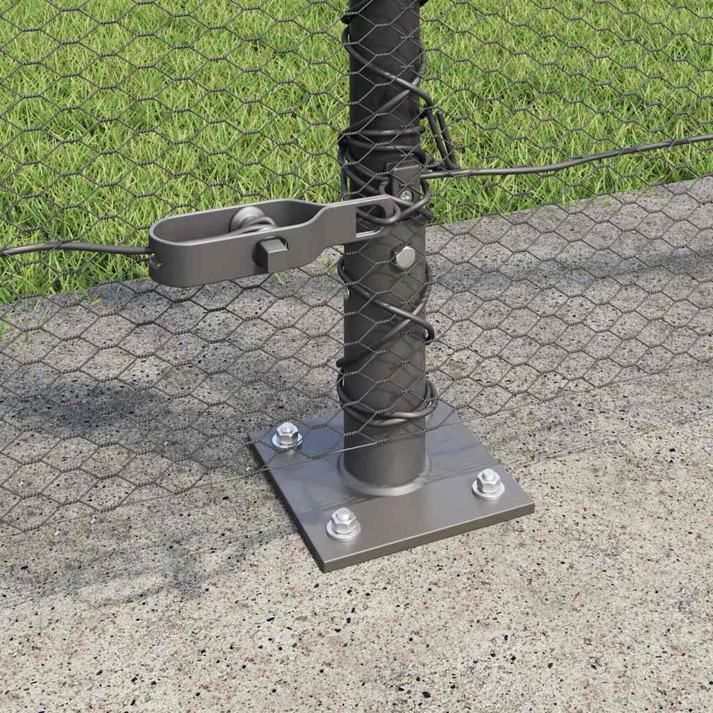Fence with Posts Grey 1.5 x 25 m PVC-coated steel