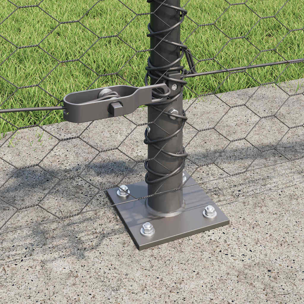 Fence with Posts Grey 0.5 x 50 m PVC-coated steel