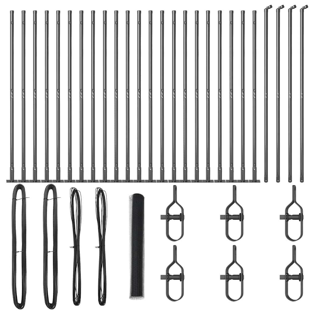 Fence with Posts Grey 1.2 x 50 m PVC-coated steel