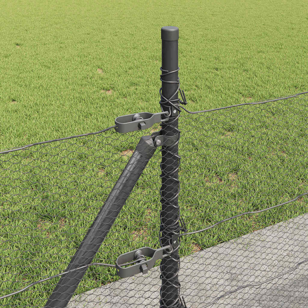 Fence with Posts Grey 0.4 x 100 m PVC-coated steel