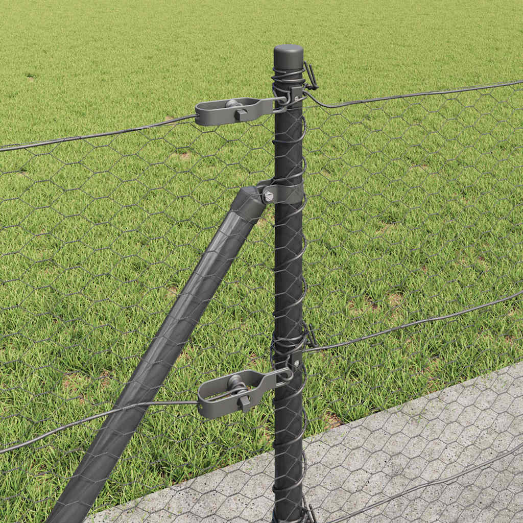 Fence with Posts Grey 0.6 x 100 m PVC-coated steel