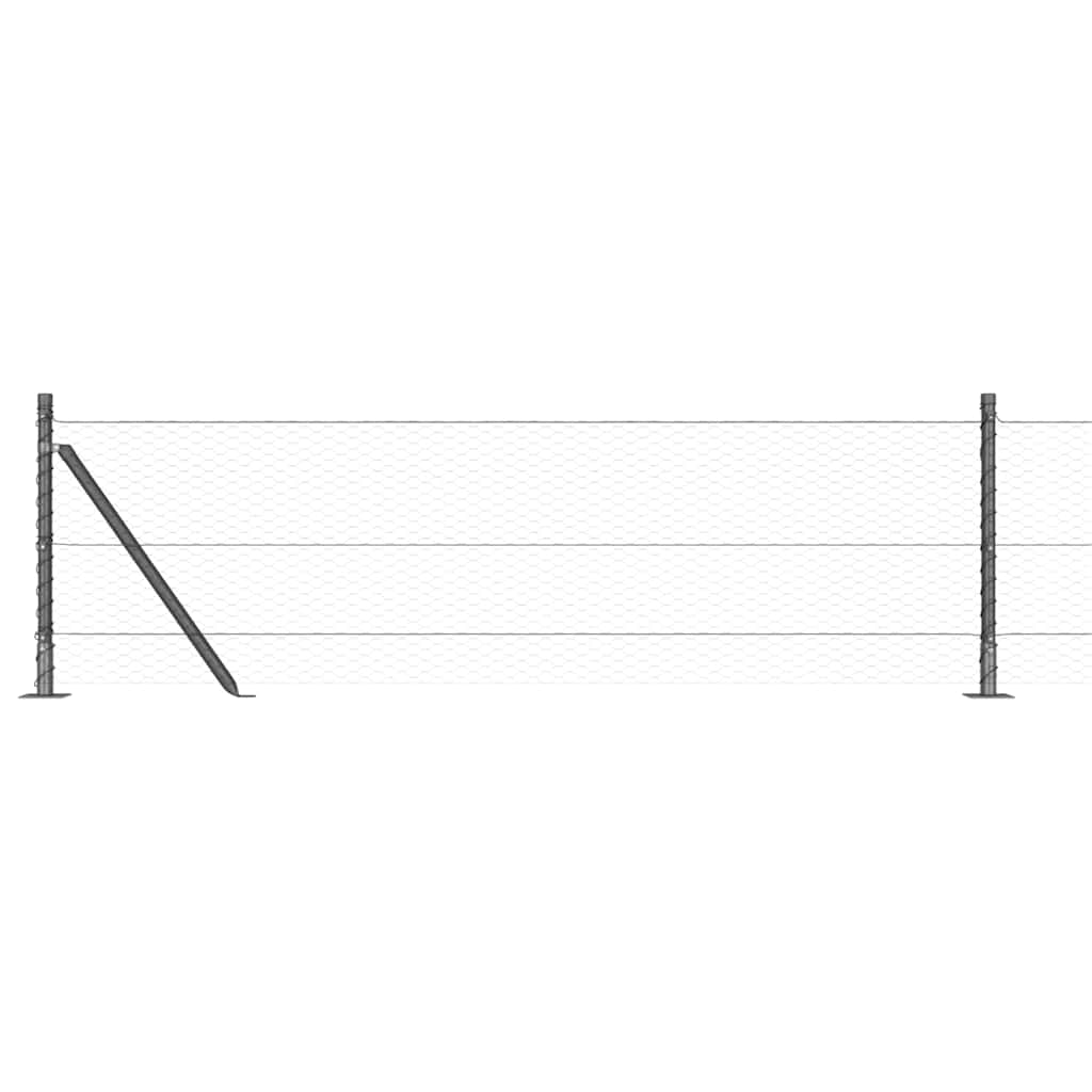Fence with Posts Grey 0.6 x 100 m PVC-coated steel