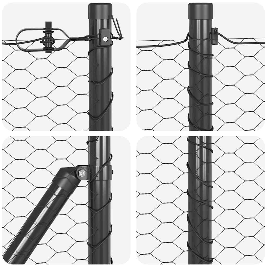 Fence with Posts Grey 0.8 x 100 m PVC-coated steel