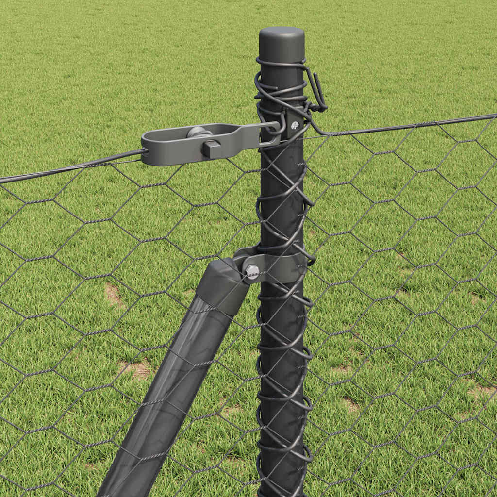 Fence with Posts Grey 0.8 x 100 m PVC-coated steel
