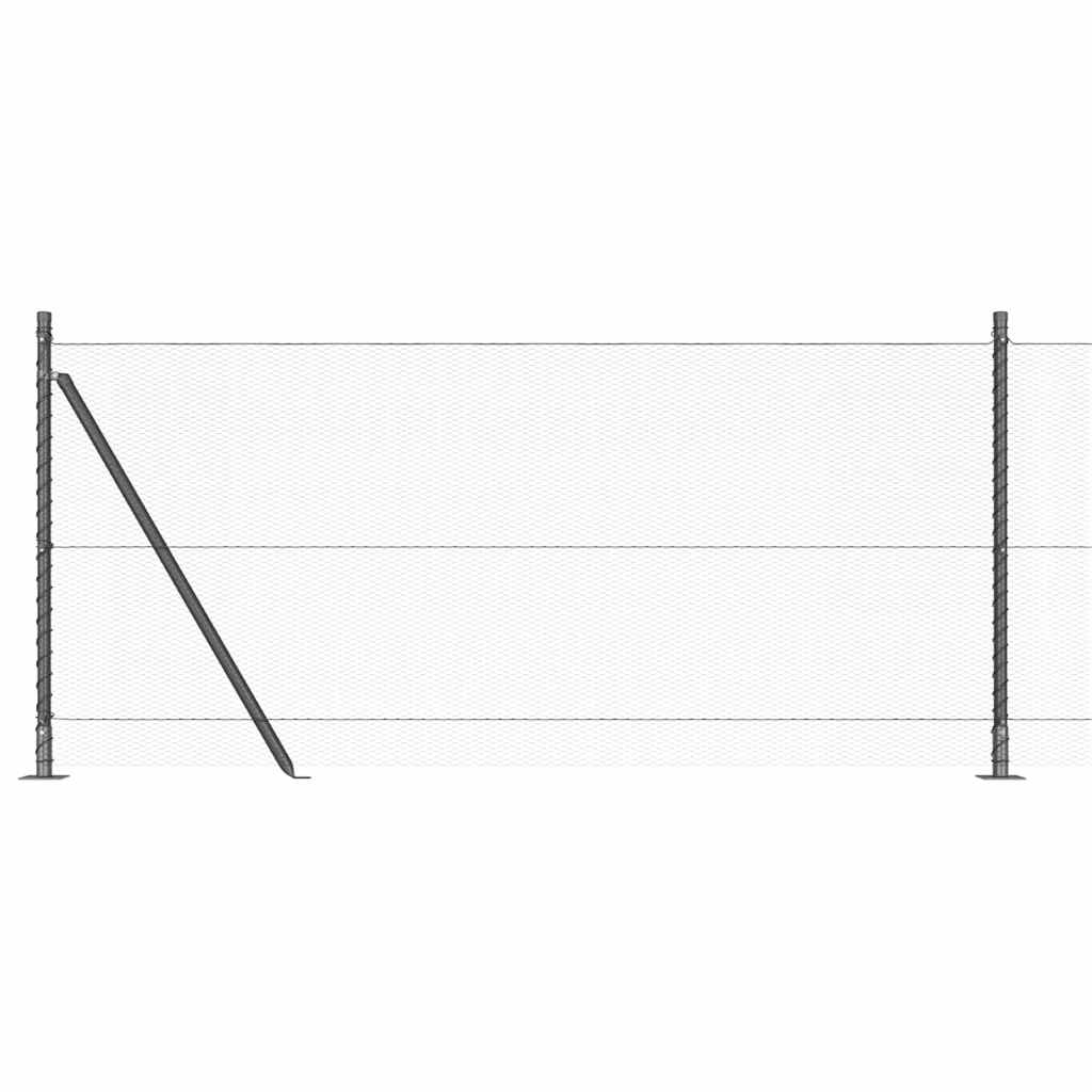 Fence with Posts Grey 1 x 100 m PVC-coated steel