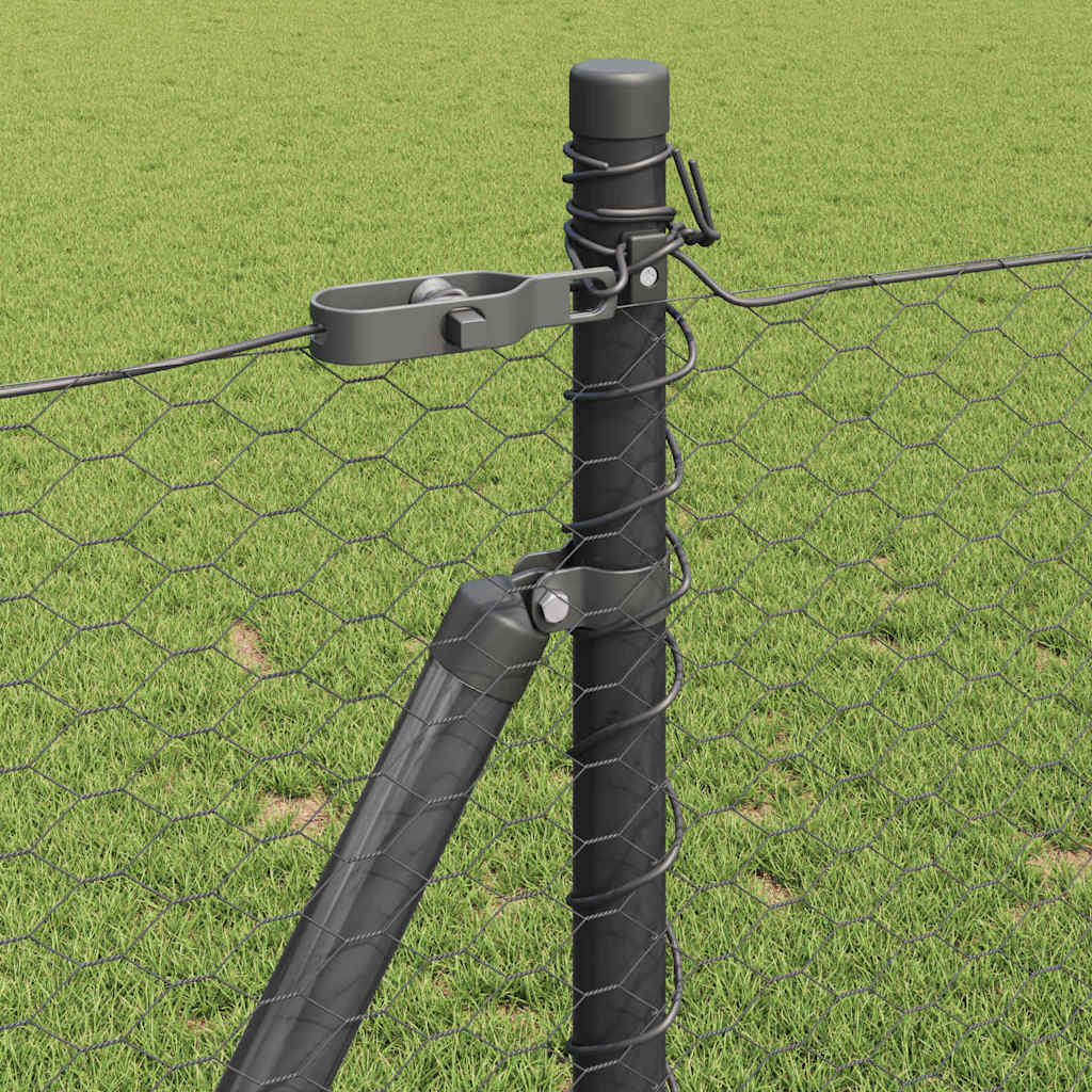 Fence with Posts Grey 1 x 100 m PVC-coated steel