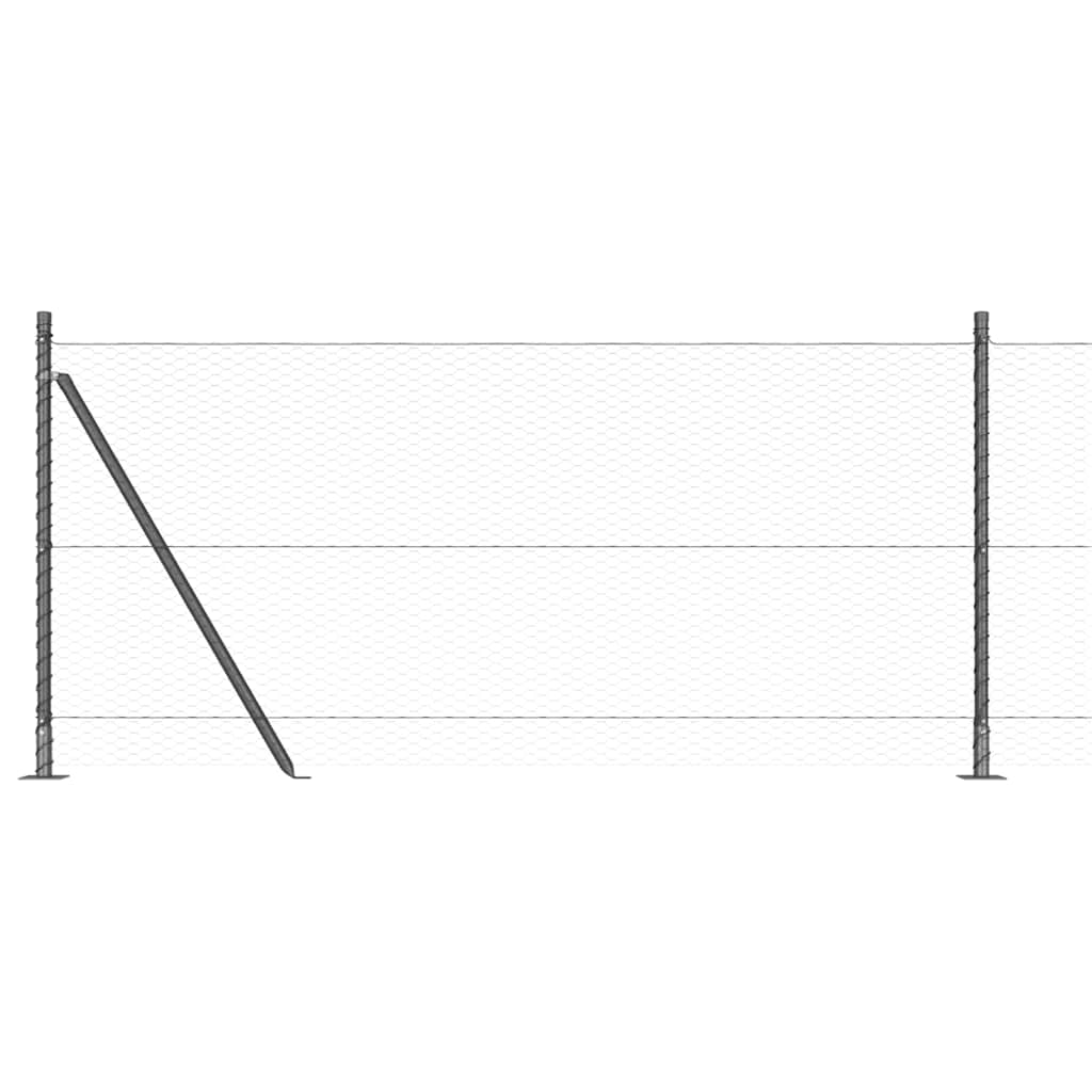 Fence with Posts Grey 1 x 100 m PVC-coated steel