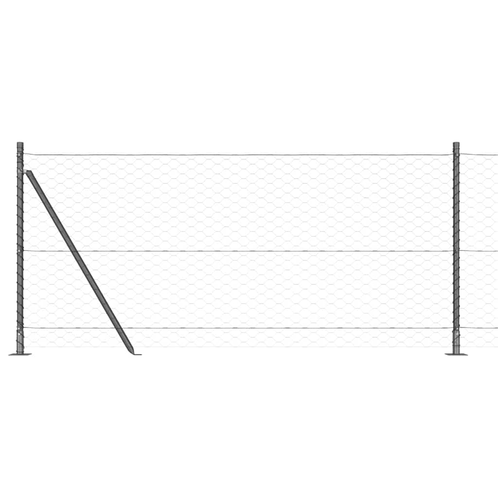 Fence with Posts Grey 1 x 100 m PVC-coated steel