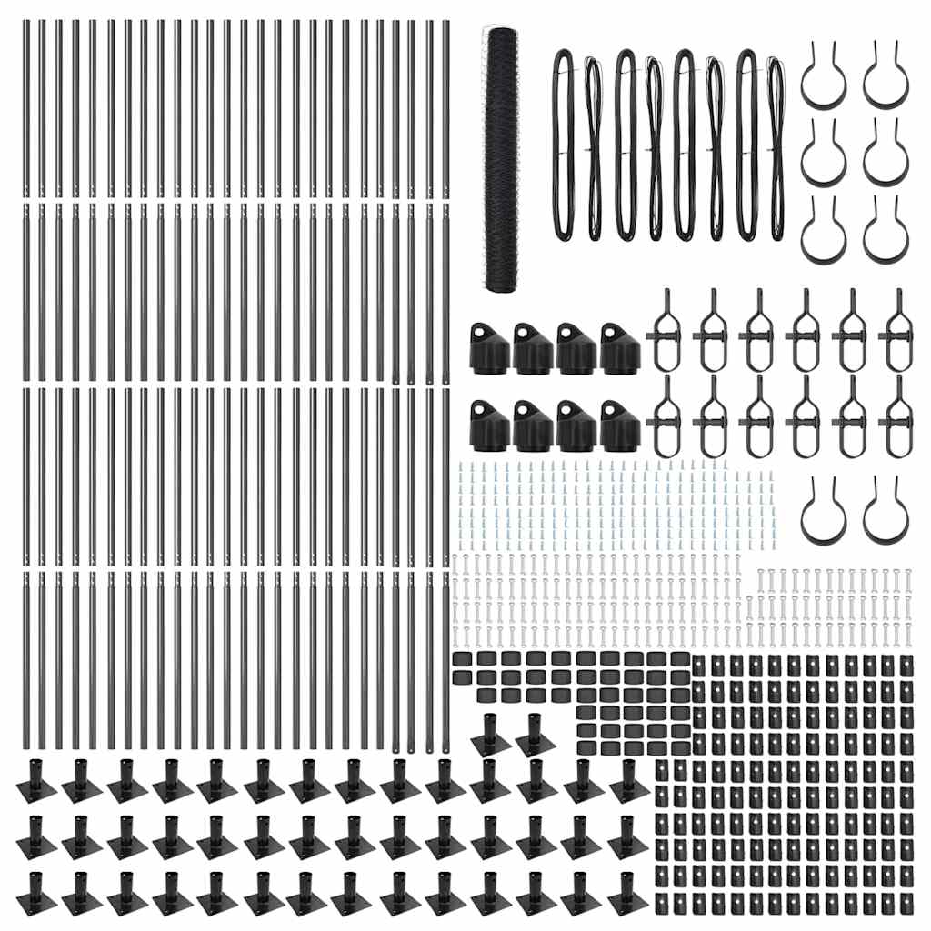 Fence with Posts Grey 1.2 x 100 m PVC-coated steel
