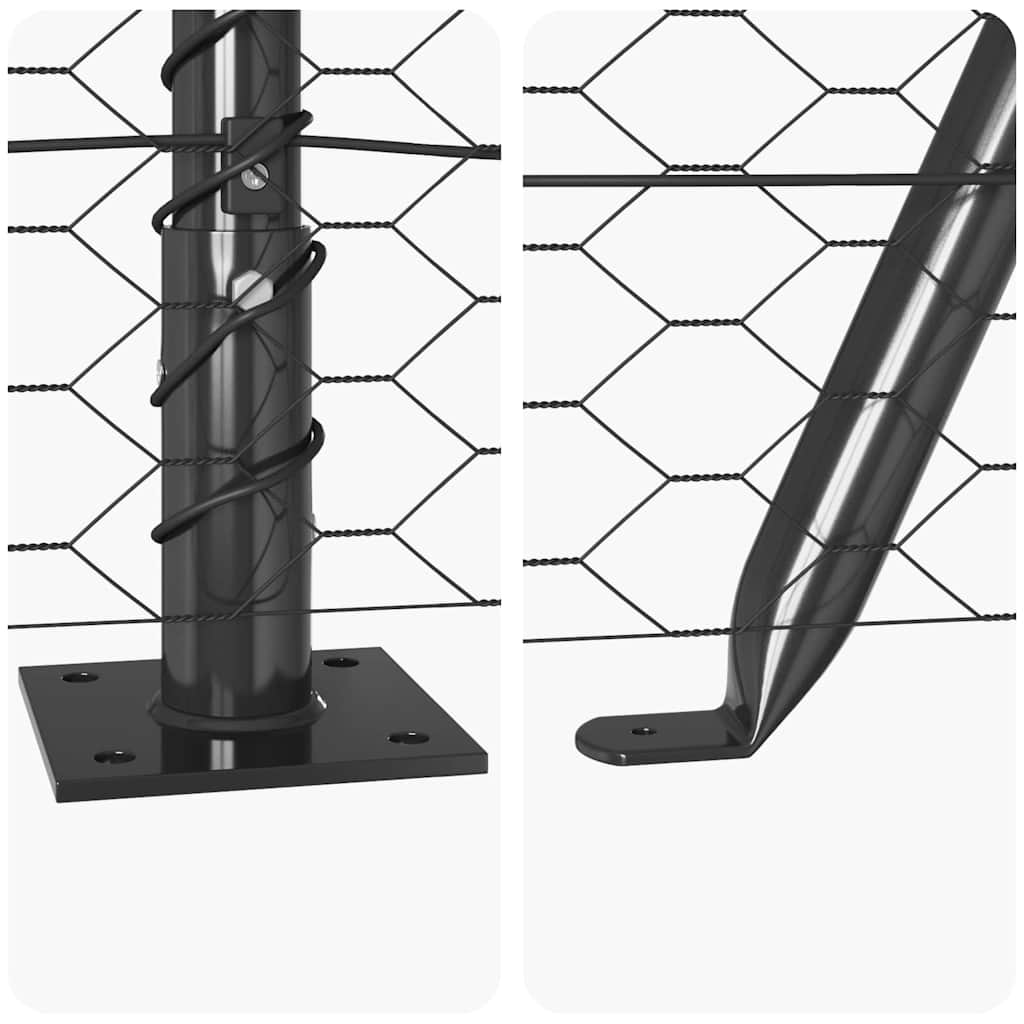 Fence with Posts Grey 1.4 x 100 m PVC-coated steel
