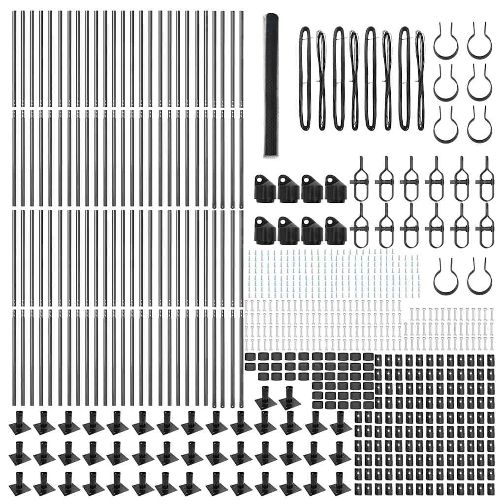 Fence with Posts Grey 1.4 x 100 m PVC-coated steel