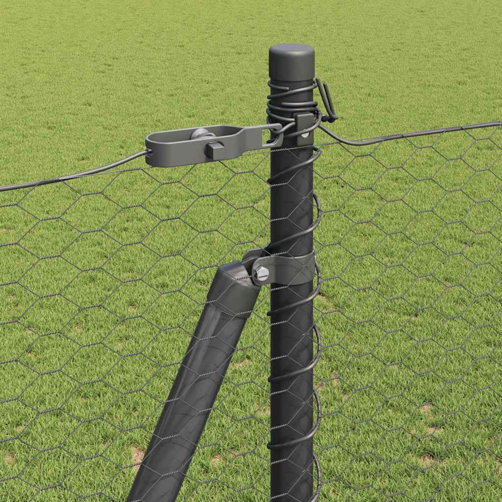 Fence with Posts Grey 1.6 x 100 m PVC-coated steel