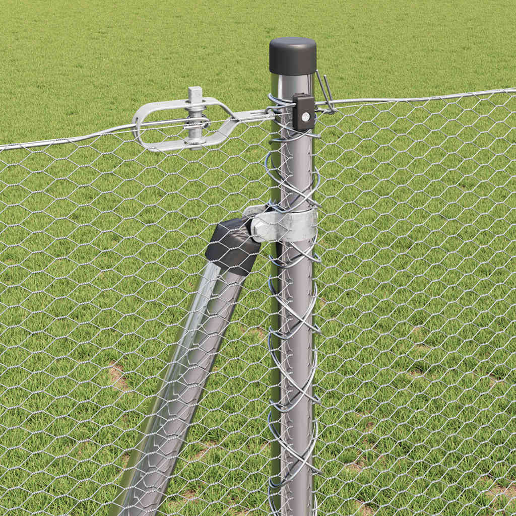Fence with Posts Silver 1.2 x 10 m PVC-coated steel