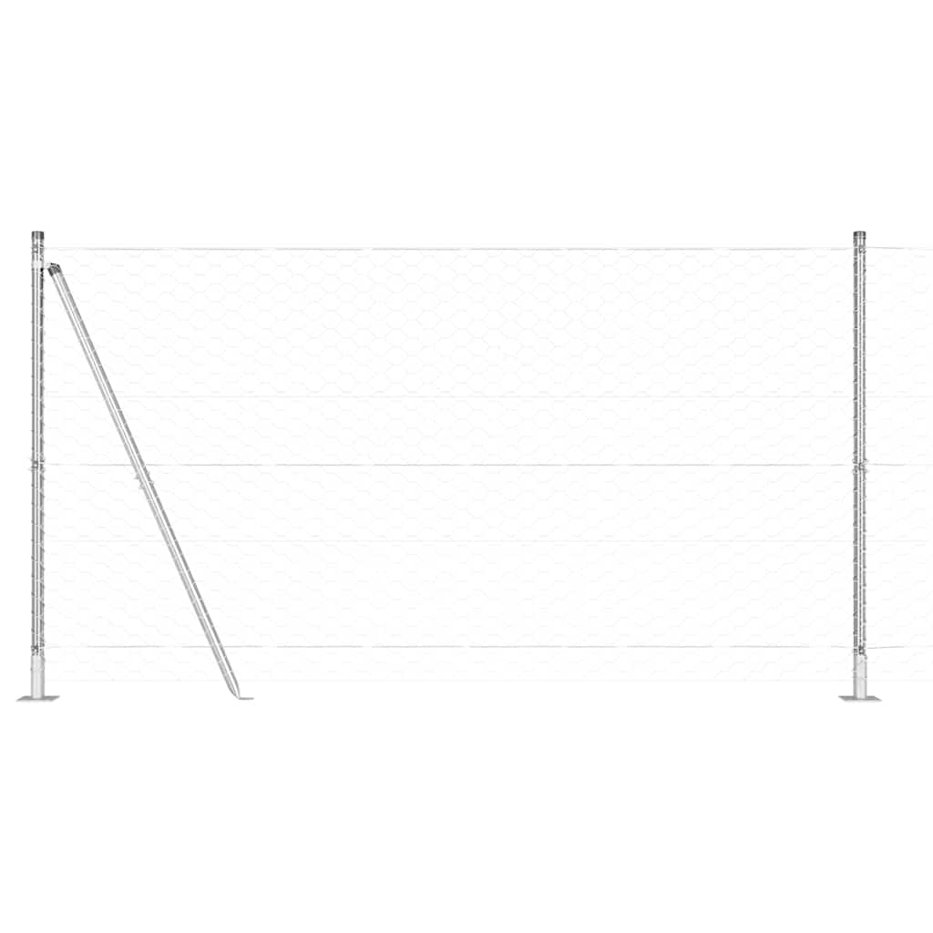 Fence with Posts Silver 1.2 x 10 m PVC-coated steel
