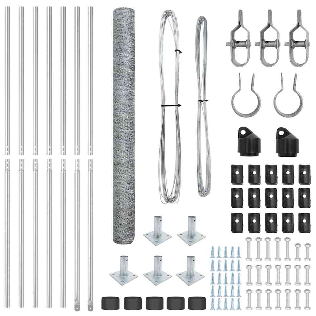 Fence with Posts Silver 1.6 x 10 m PVC-coated steel
