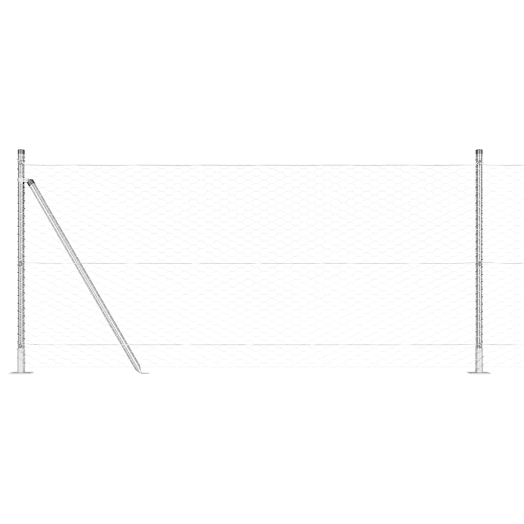 Fence with Posts Silver 0.8 x 25 m PVC-coated steel