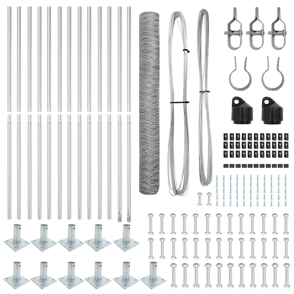 Fence with Posts Silver 0.8 x 25 m PVC-coated steel