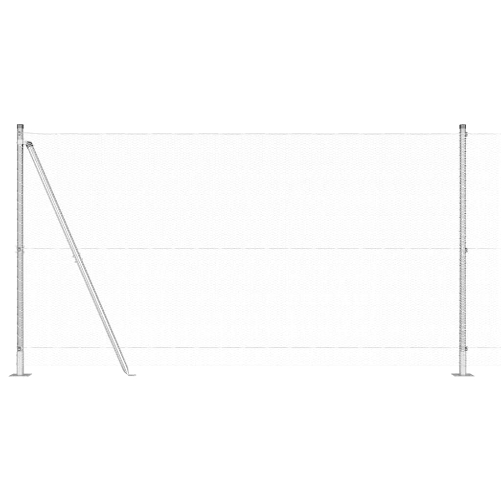 Fence with Posts Silver 1.2 x 25 m PVC-coated steel