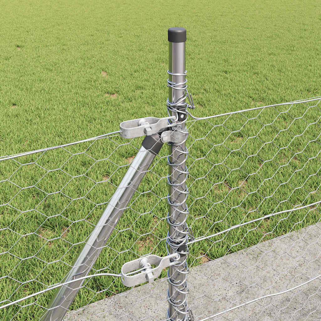 Fence with Posts Silver 0.5 x 50 m PVC-coated steel