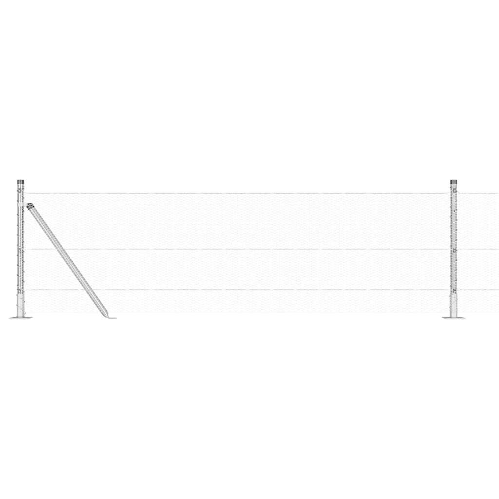 Fence with Posts Silver 0.6 x 50 m PVC-coated steel