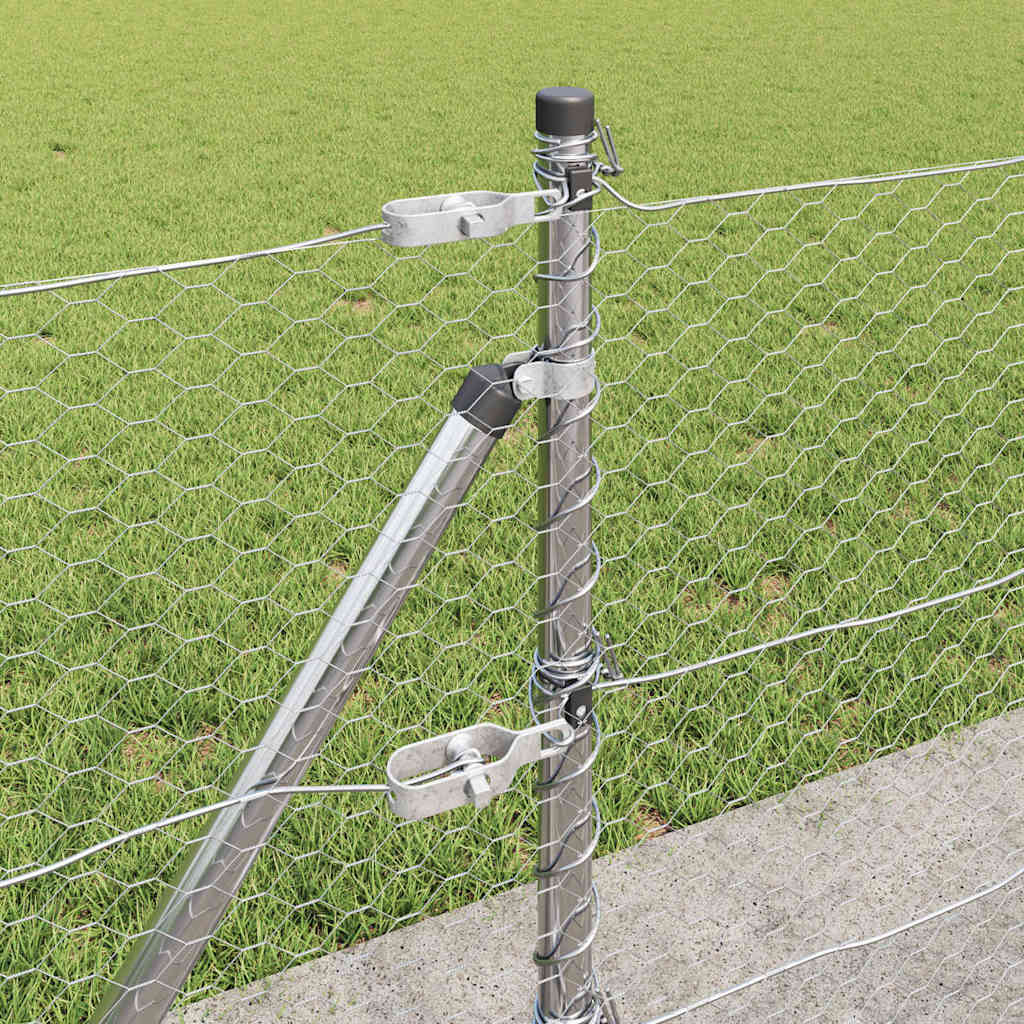 Fence with Posts Silver 0.6 x 50 m PVC-coated steel