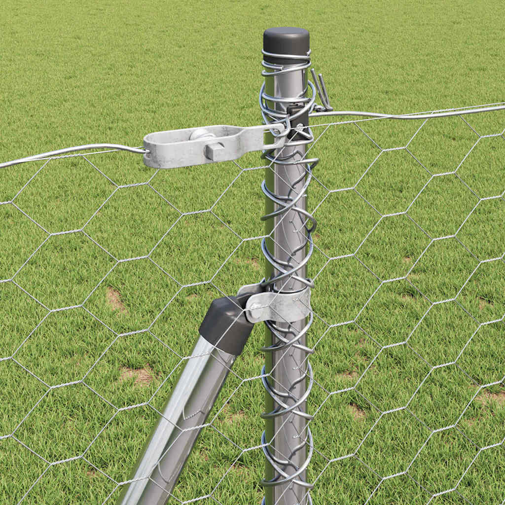 Fence with Posts Silver 0.8 x 50 m PVC-coated steel