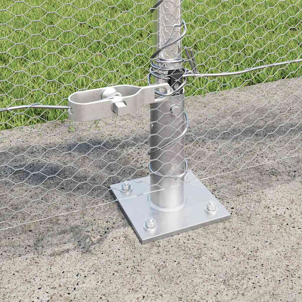 Fence with Posts Silver 1 x 50 m PVC-coated steel
