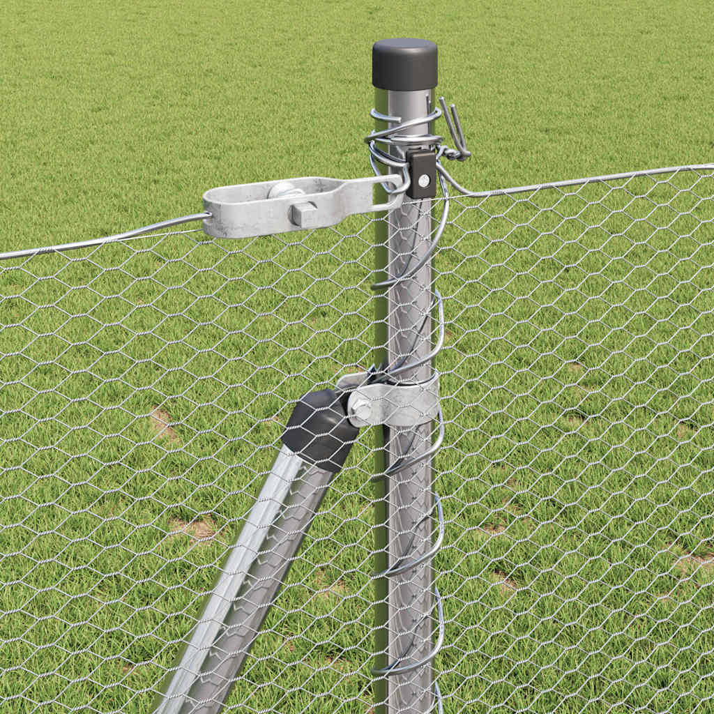 Fence with Posts Silver 1 x 50 m PVC-coated steel