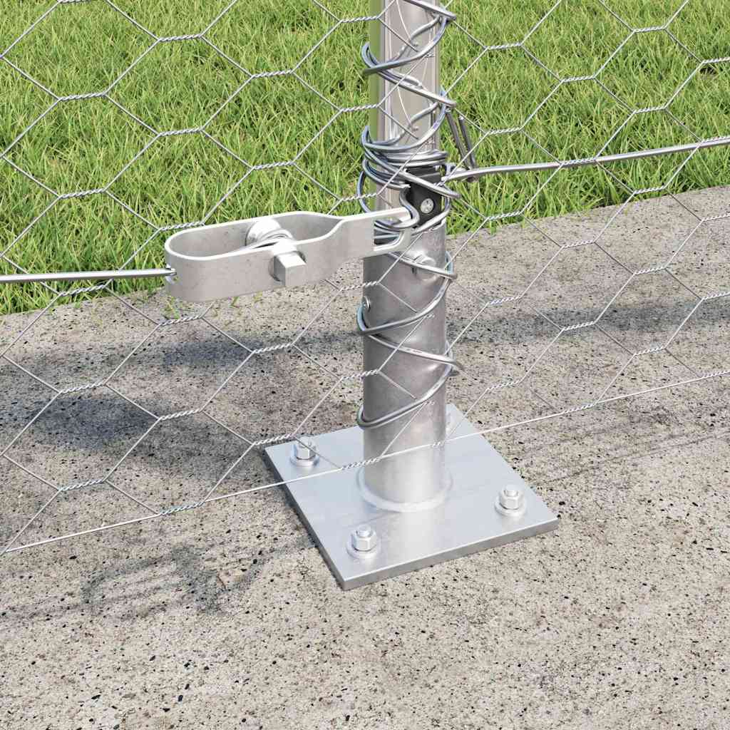 Fence with Posts Silver 1 x 50 m PVC-coated steel