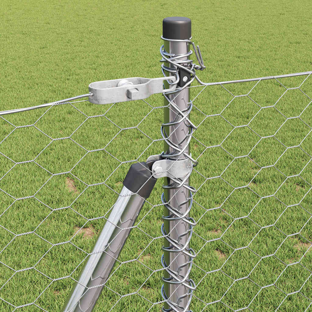 Fence with Posts Silver 1 x 50 m PVC-coated steel