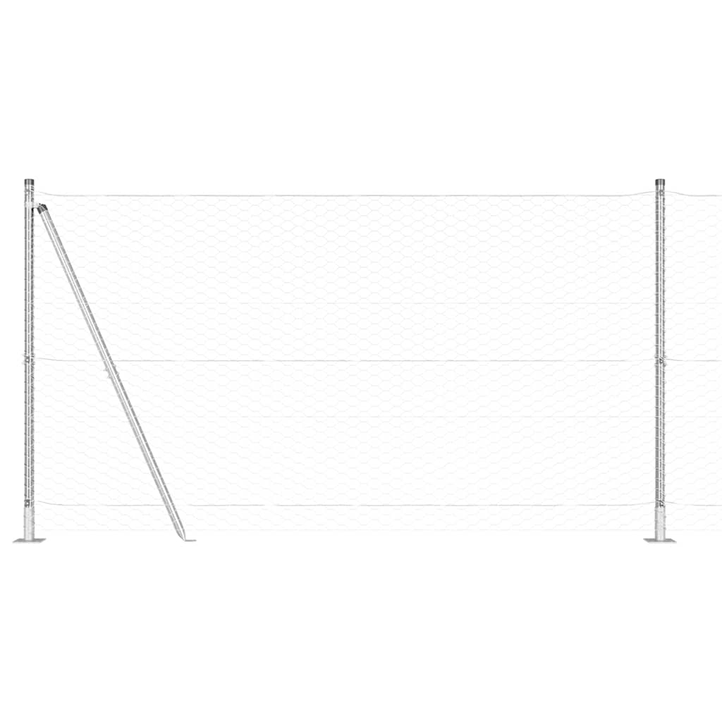 Fence with Posts Silver 1.2 x 50 m PVC-coated steel