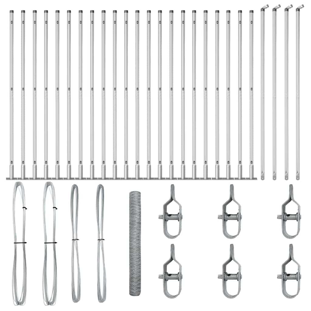Fence with Posts Silver 1.2 x 50 m PVC-coated steel