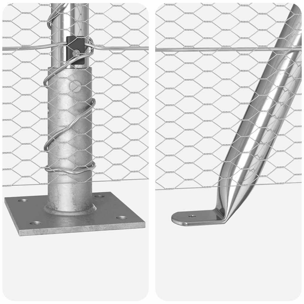 Fence with Posts Silver 1.6 x 50 m PVC-coated steel