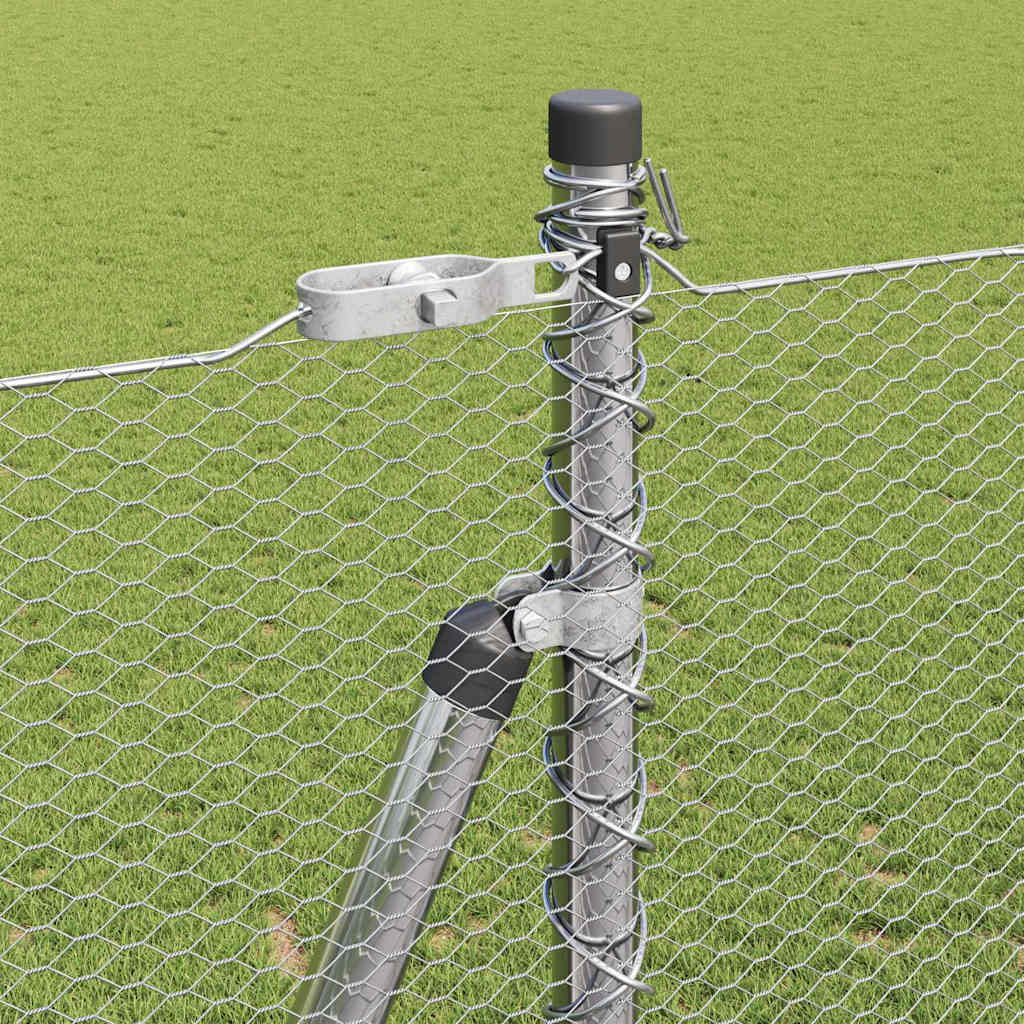 Fence with Posts Silver 1.6 x 50 m PVC-coated steel